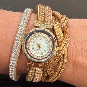 Elegant Gold and Silver Women's wrap around Watch